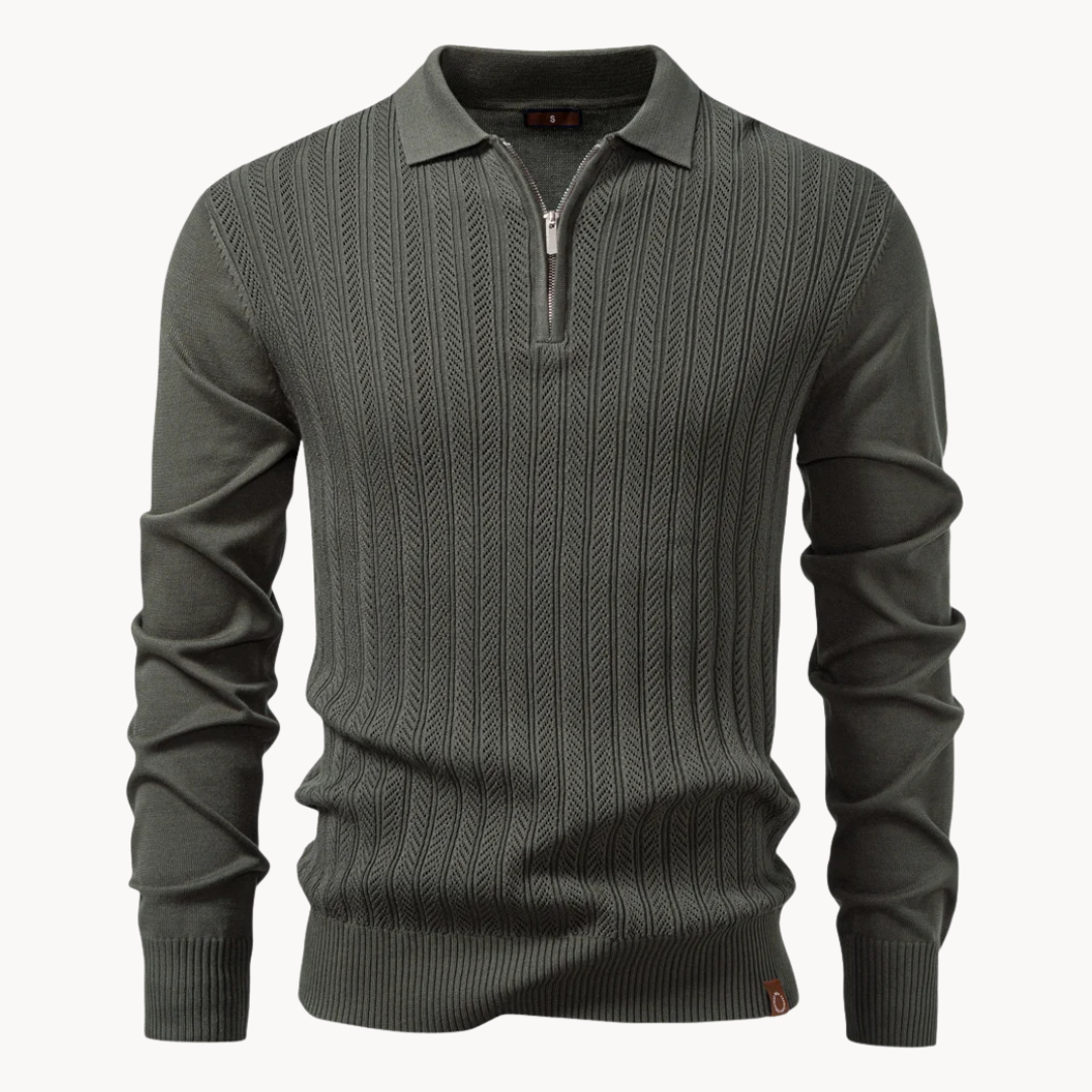 Eldridge Ribbed Zip Polo