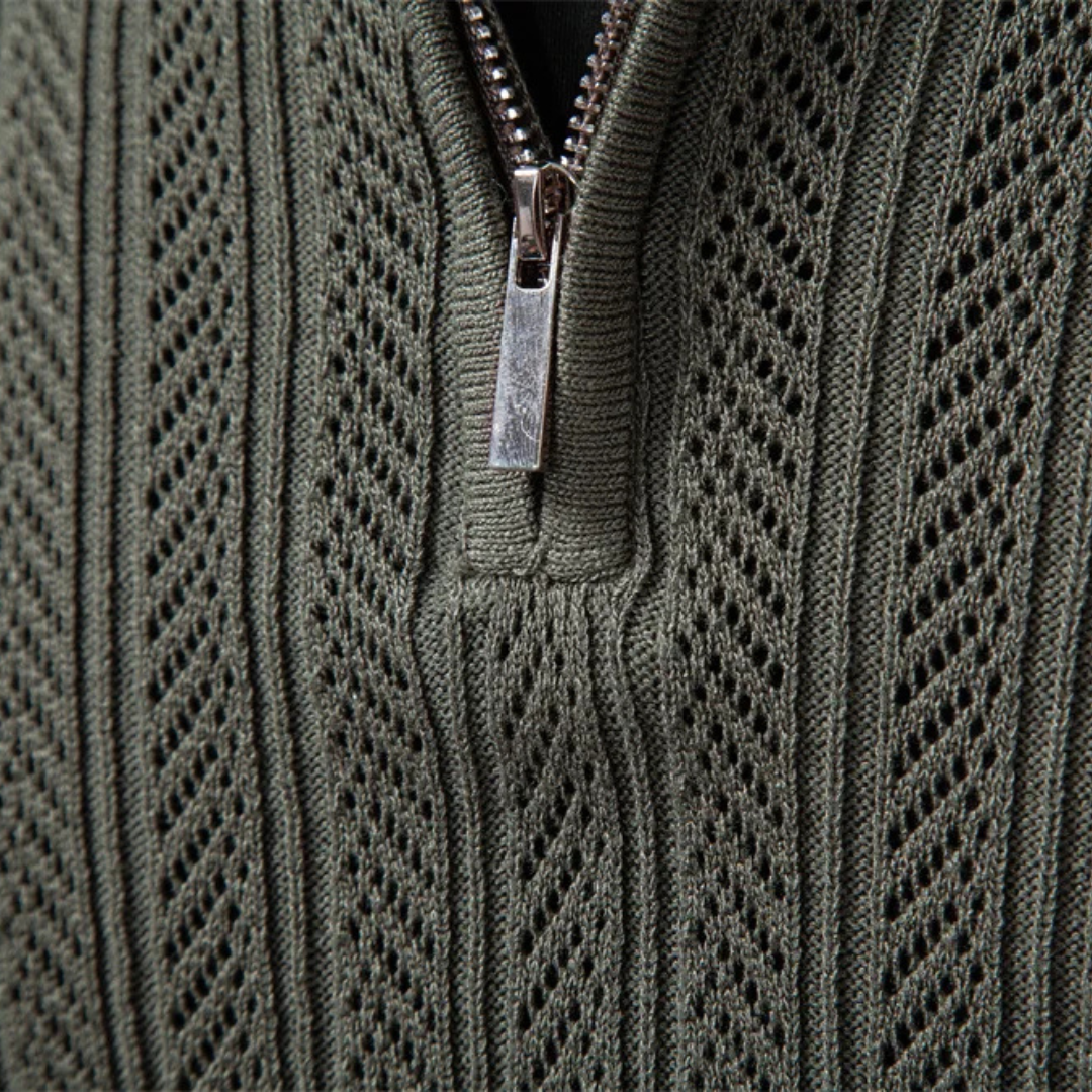 Eldridge Ribbed Zip Polo
